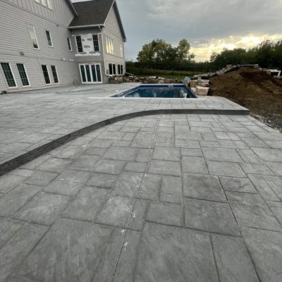 Concrete with attractive stamped pattern.